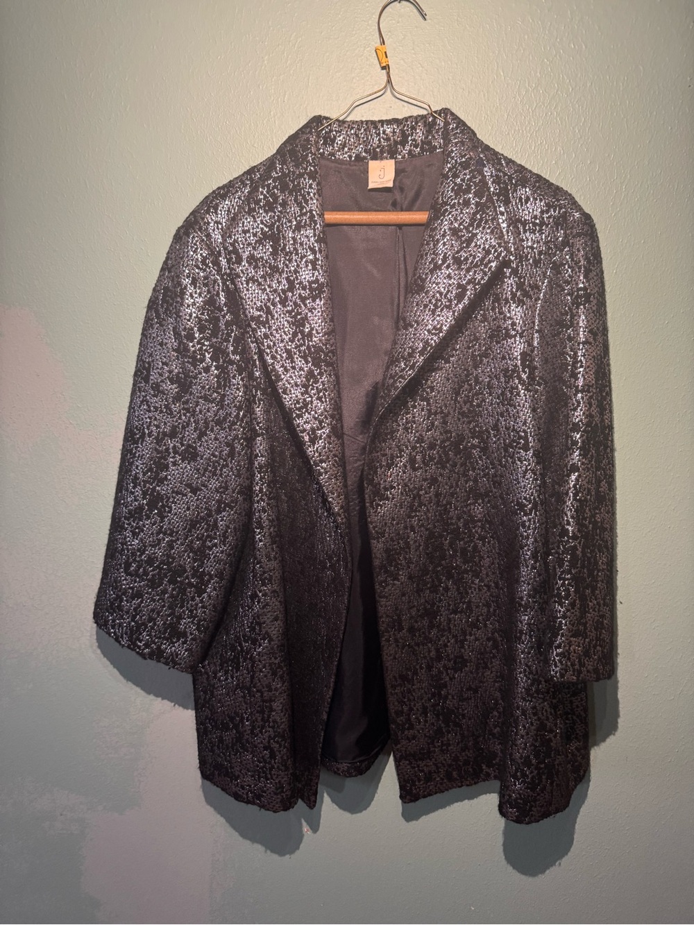 Jones New York Metallic Black Brocade Blazer